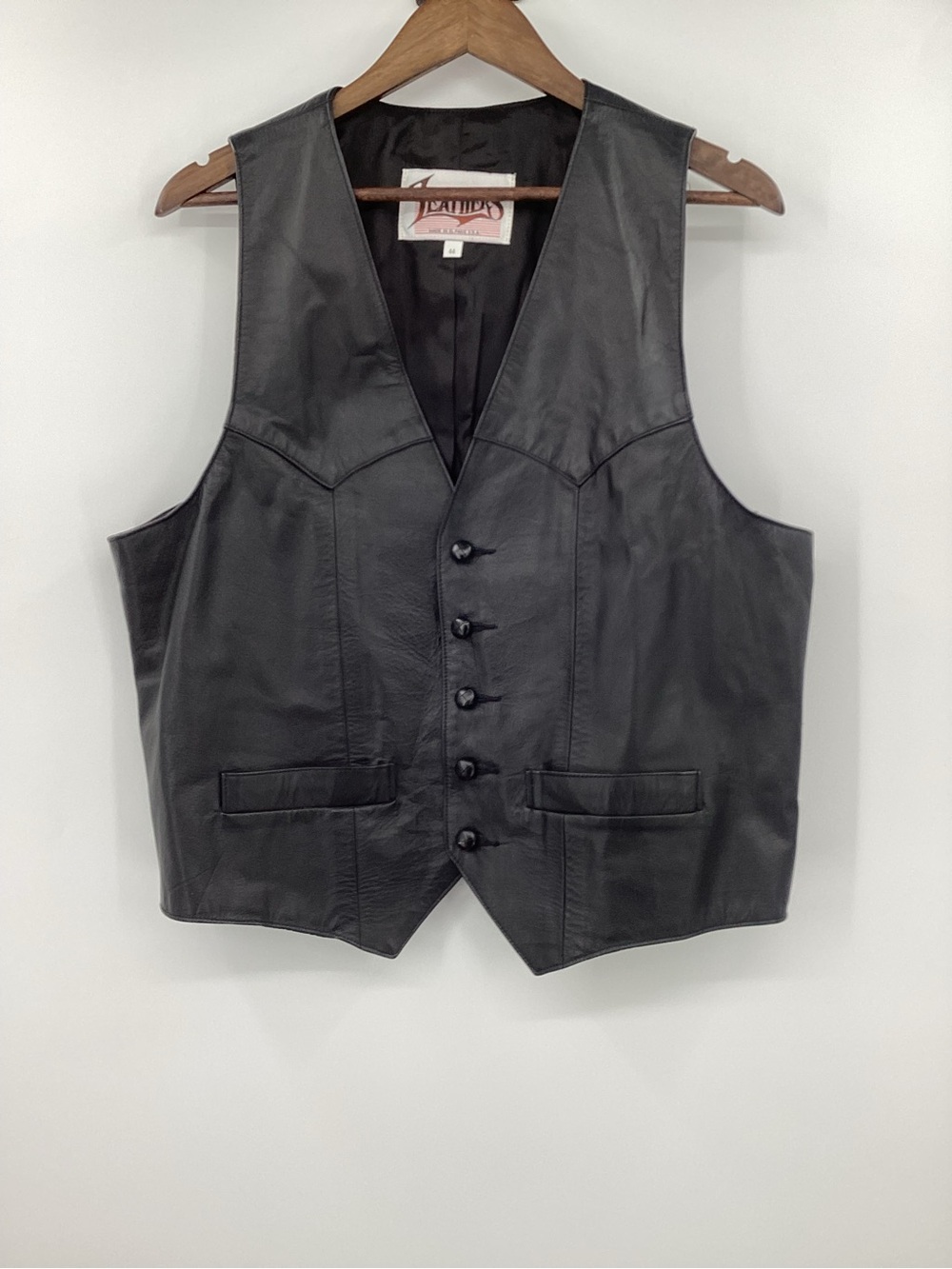 Vintage Diamond  Black Leather Vest